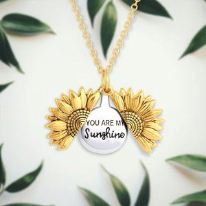 Original "You Are My Sunshine" Sunflower Necklace By Bee Kind 18k Gold Plate NEW